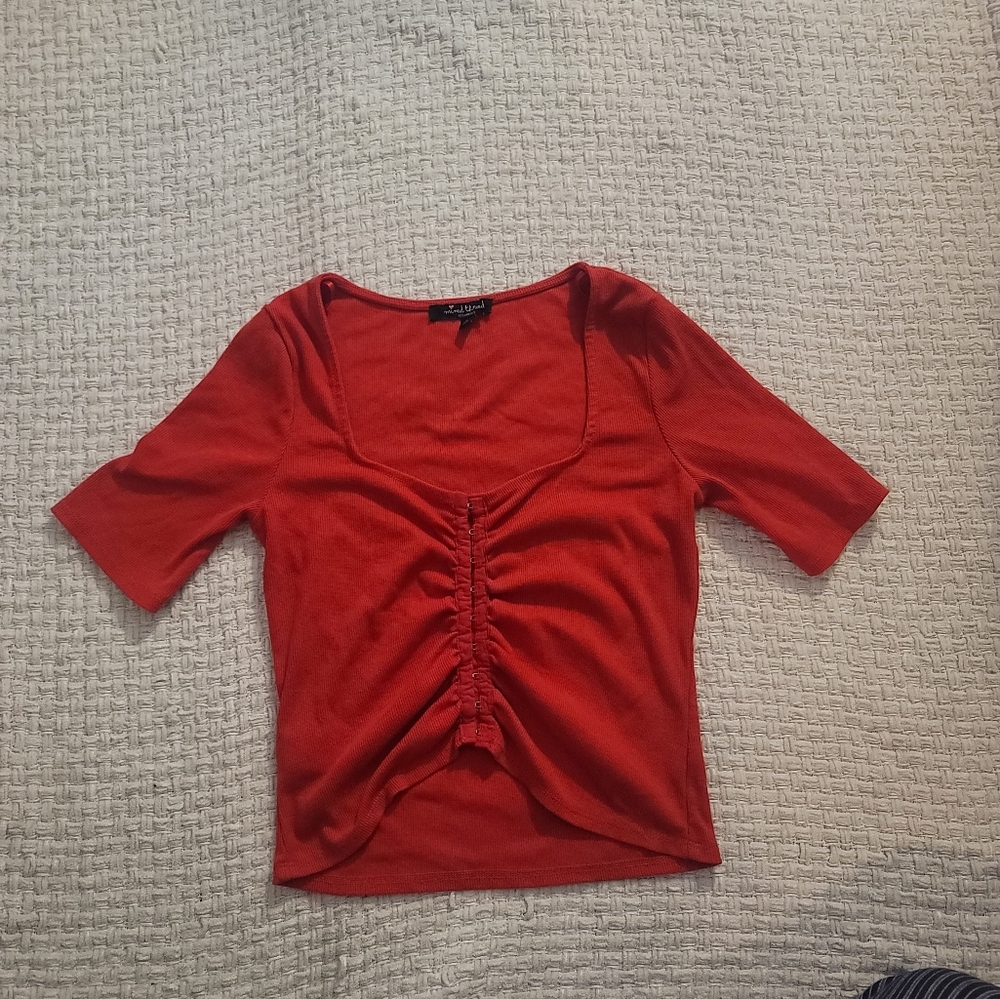 Cute red clasp crop top